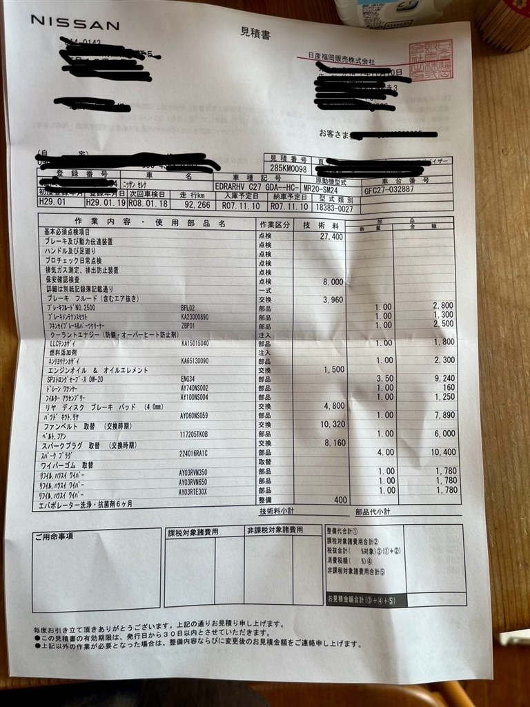 セレナの車検見積もり』 クチコミ掲示板 - 価格.com