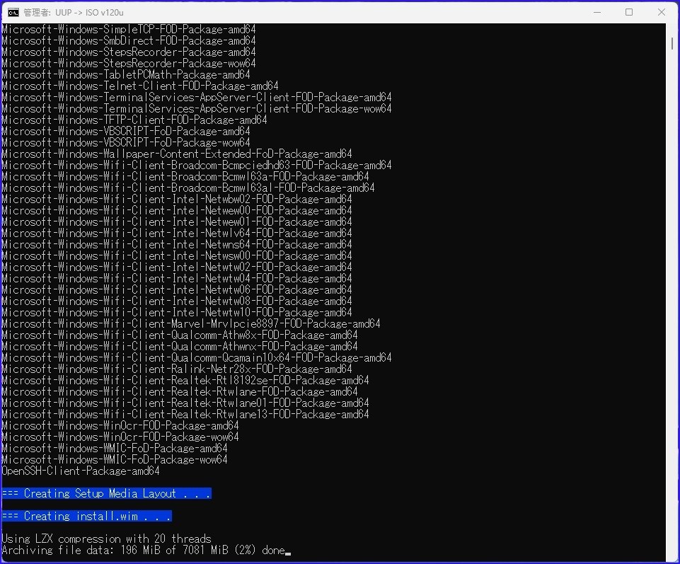 Windows 11, version 25H2 (26200.7309) amd64 作成出来ない