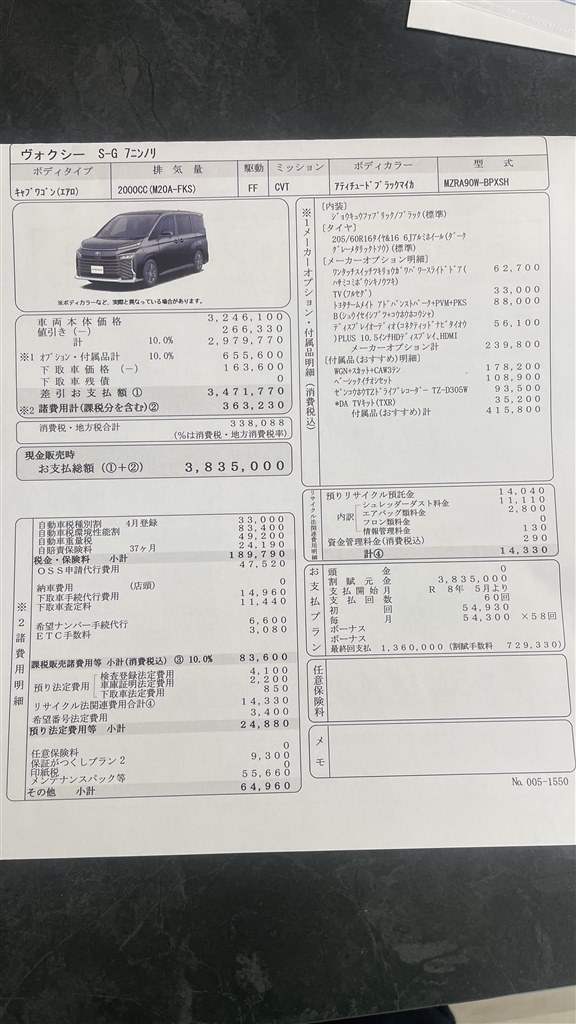 営業マンに購入提案されました』 トヨタ ヴォクシー 2022年モデル の