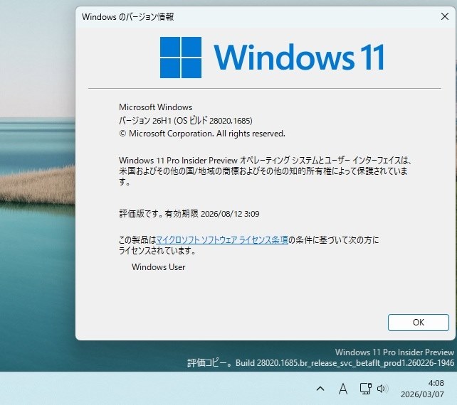 Win11(Canary)28020.1685 Update』 クチコミ掲示板 - 価格.com