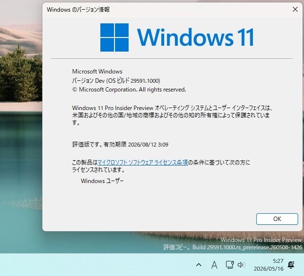 Win11(Canary)29591.1000 Update』 クチコミ掲示板 - 価格.com